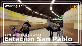 🚶‍♂️🚈ESTACIÓN SAN PABLO🚉 Metro de Santiago🇨🇱Combinación L5 a L1🚶‍♂️Walking Tour 4K
