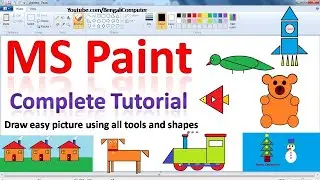 MS Paint Complete Tutorial || Draw easy images using  different shapes &  tools in Microsoft Paint