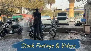 Street Bike Washing in India | Urban Daily Life B-Roll