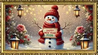 Happy New Year 2026 Snowman 🎆 Vintage Christmas Art 4K