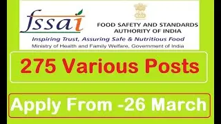FSSAI Recruitment 2019, Apply Online for 275 PA, AO & Various Job Vacancies