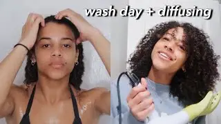 curly wash day + diffusing for the first time!