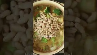 Creamy Broccoli Soup with Dumplings and English as a second language.