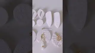 MICKLAT - Handmade &ldquo;Bridal Collection&rdquo; polymer clay earrings, white, textured, natural quarts,studs