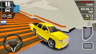 Dodge Pickup Truck Driving On Roofs - Car Drive Sim: Stunt Ramps - Android Gameplay