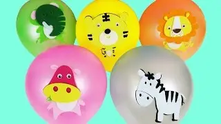 LEARN COLORS & ANIMALS With Balloons | Learn Animal Sounds | Color Finger Family Nursery Rhyme