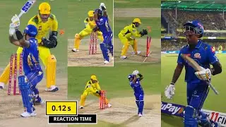 MS Dhoni .12 sec lighting speed stumping dismissed Suryakumar Yadav during CSK vs MI match