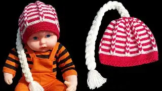442- Learn to make a cap with braids 🤍💖 Cap with Braid Knitting Tutorial | Easy Baby Cap Tutorial