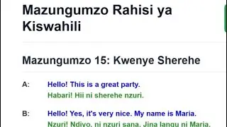Swahili Dialogue 14  Series:  At the Party