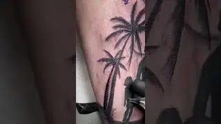 Coconut trees tattoo art video with peapx cartridges #tattoo #tattooartist #tattoolife #yuelong