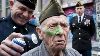 Racist Cop Mocks And Sprays Paint on Elderly Veteran's Head, Shocked When His Colonel Son Appears...