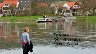 Germany - Reinhardshagen: Car ferry crosses the Weser River