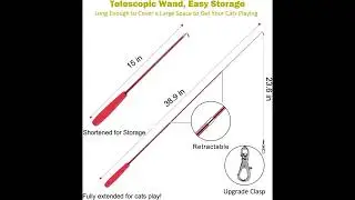 MeoHui Cat Toys, 2PCS Retractable Cat Wand Toy and 9PCS Cat Feather Toys Cat Teaser Toy Refills,