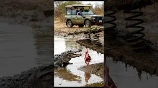 Animal Antics Unleashed: Is This Plank Safe? #AnimalAntics #Funny #Crocodile #Cautious