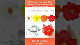 4PCS Hawaiian Flower Hair Clips 🌺 Plumeria & Hibiscus Barrettes for Beach & Boho Looks #flowers