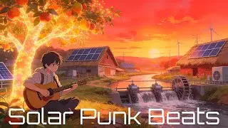 Sunset Strum in Eco-Harmony - Solarpunk Lofi for Golden Hour Serenity (4K)