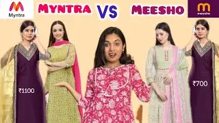 Myntra vs Meesho haul || Festive wear ( Anarkali, kurta sets, short kurti ) Haul || #meeshovsmyntra