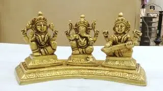 Brass Showpiece LGS God Idol Status-7*2.2*3 Inch(BS1485 B) लक्ष्मी गणेश सरस्वती जी की पीतल की मूर्ति