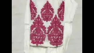 Cigarette pants with embroidery   Very smooth fabr