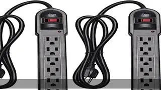 KMC 6-Outlet Surge Protector Power Strip 2-Pack, 900 Joules, 4-Foot Extension Cord, Overload Protec