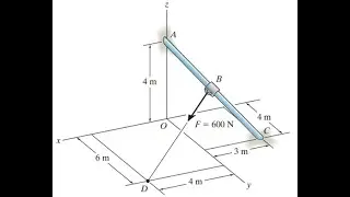2-107. Exprese la fuerza F en forma vectorial cartesiana, si el punto B está situado a 3 m del extre