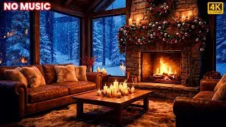 Cozy Snowy Cabin Fireplace 4K | 4 Hours Pure Crackle Christmas Ambience (No Music)