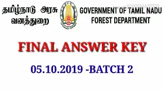 TNFUSRC Forest Watcher Final Answerkey 05/10/2019 Batch II|Forest Watcher Final Answerkey