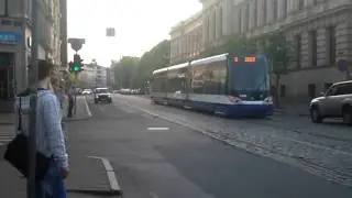 Скрещения трамваев серии ''&Scaron;koda 15T for Riga city'', улица К  Барона, Латвия