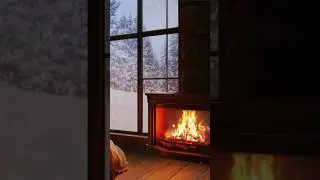 ❄️Cozy winter ambience to relax #fireplaceambience #cabinambience #winterfireplace #winterambiance