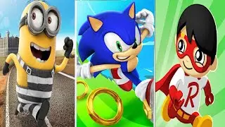 Despicable Me Minion Rush vs Sonic Dash vs Tag with Ryan