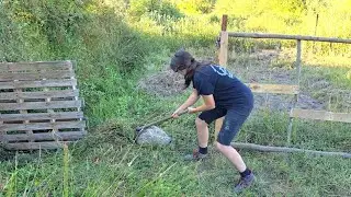 Voy a hacer la portera del huerto abandonado, así no pueden entrar los animales