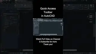 What is Quick Access Toolbar in AutoCAD? #shorts #tutorial #autocad #engineering