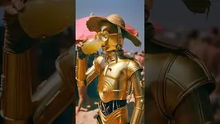 Star Wars Day at the Beach #starwars #ai #aiart  #beach #c3po