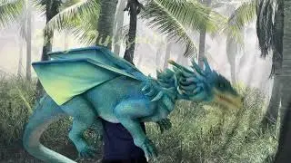 Majestic Blue Dragon with Spreading Wings | Shoulder Dragon Puppets