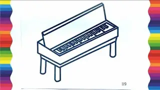 Draw a piano | Learning to draw | Piano coloring page