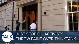 Just Stop Oil Throw Paint Over London Thinktank