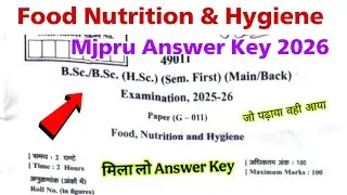 food nutrition and hygiene bsc 1st semester mjpru answer key 2026 | co curricular 1st semester mjpru