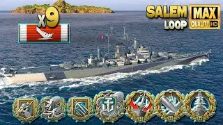 Салем с 9 уничтоженными кораблями на карте Loop - World of Warships