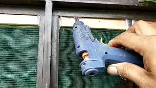 DIY window screen net using recycled materials.