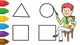 Shapes & House Drawing with Learn ABC Alphabets | A for Apple | Easy Drawing & Coloring for Kids