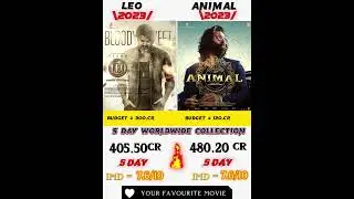 5 day collection worldwide leo vs animal box office comparison #leo #ranbirkapoor #shortfeed