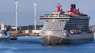 Cruise ship Scarlet Lady | Departing Port of Amsterdam | Drone Footage 4K