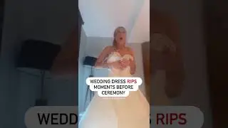 A bride experienced mixed emotions when her wedding dress tore moments before walking down the aisle