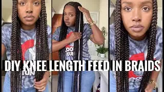 DIY Feed In Knee Length Braids (3 layers, cornrows)