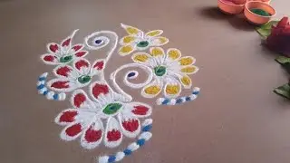Flower Rangoli Art For Beginners 