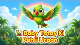 Baby Parrot First Flight 🐣🦜 | Kids Cartoon Poem | Kids Cartoon Poem 🦜 | Baby Totay Ki Pehli Uraan