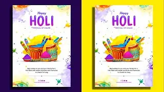 Holi Poster Design in Photoshop | Holi Flyer Design | Holi Festival Banner Design