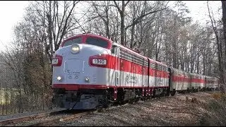 RJ Corman Santa train with a pair of EMD FP7 locomotives