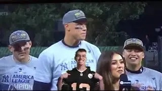 New York Yankees ALCS Trophy 2024 FULL William Harridge Trophy Presentation | FAN REACTION