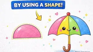 Easy Umbrella Drawing Using Semi Circle | Simple Shapes